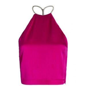 Backgrounde NYC ESTHER CRYSTAL-EMBELLISHED SILK CHARMEUSE TOP